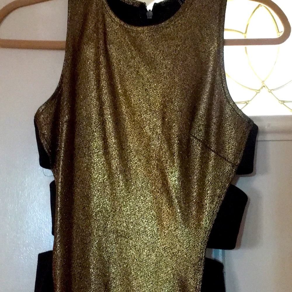 Gold/black bodycon dress with cutouts